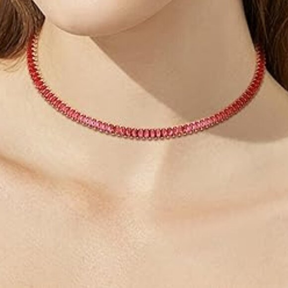 Neiman Marcus Rose Pink CZ Tennis Necklace - Picture 3 of 4